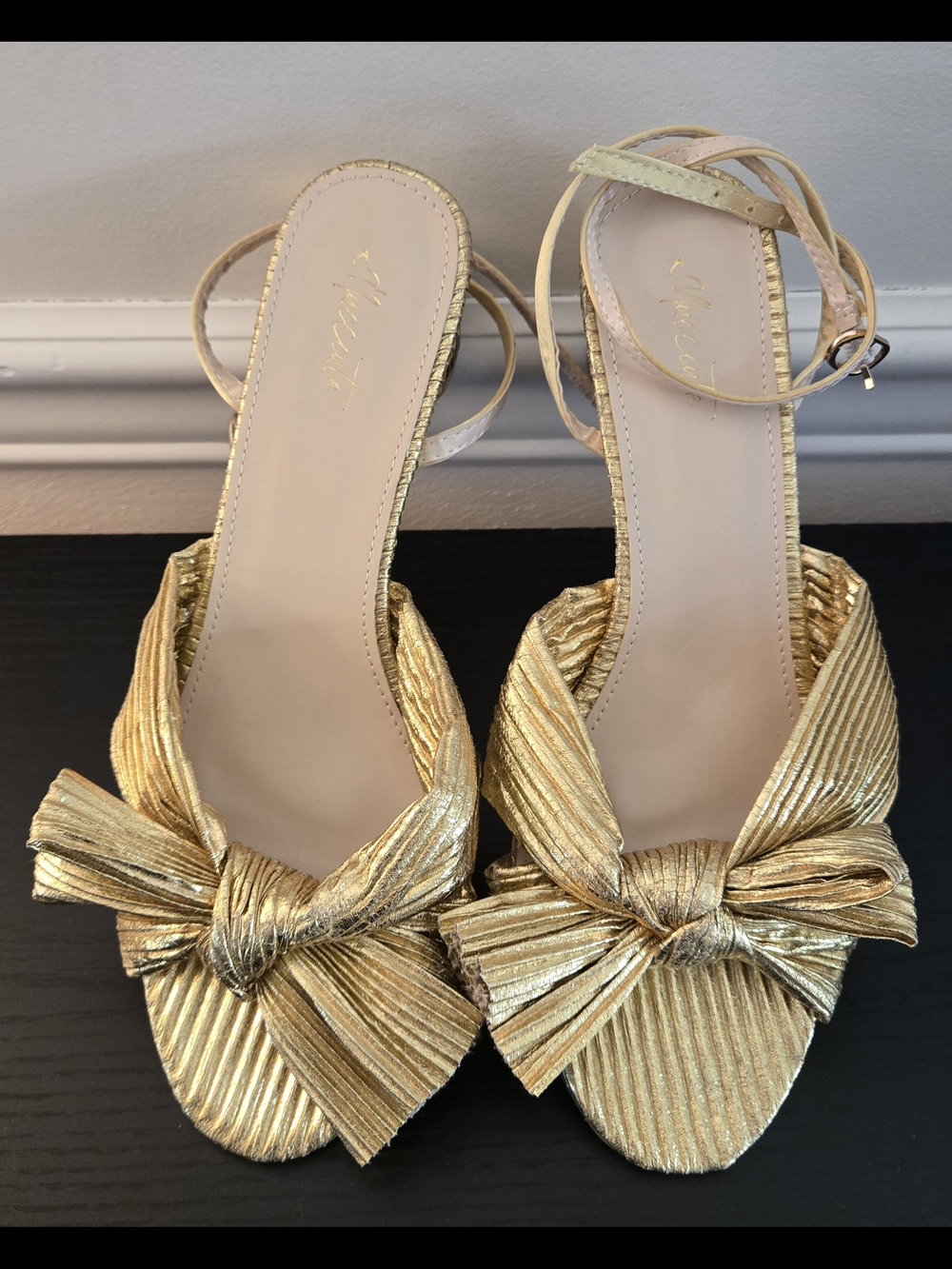 Gold Bow Front Women's Sandals